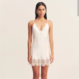 Shona Joy Lustre Lace Slip Mini Dress - Ivory